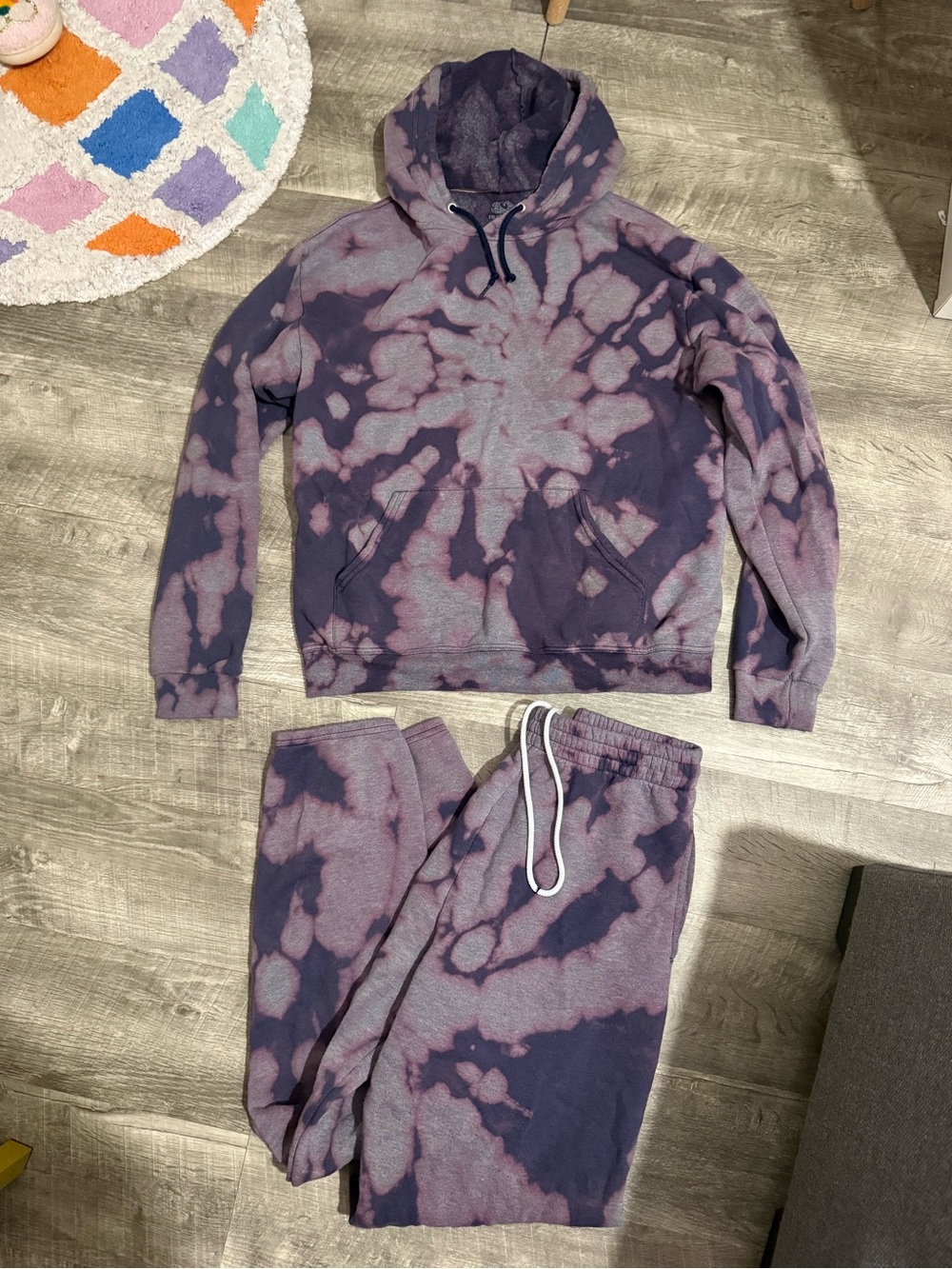 Hanes Purple Tie-Dye Hoodie and Sweatpants Set